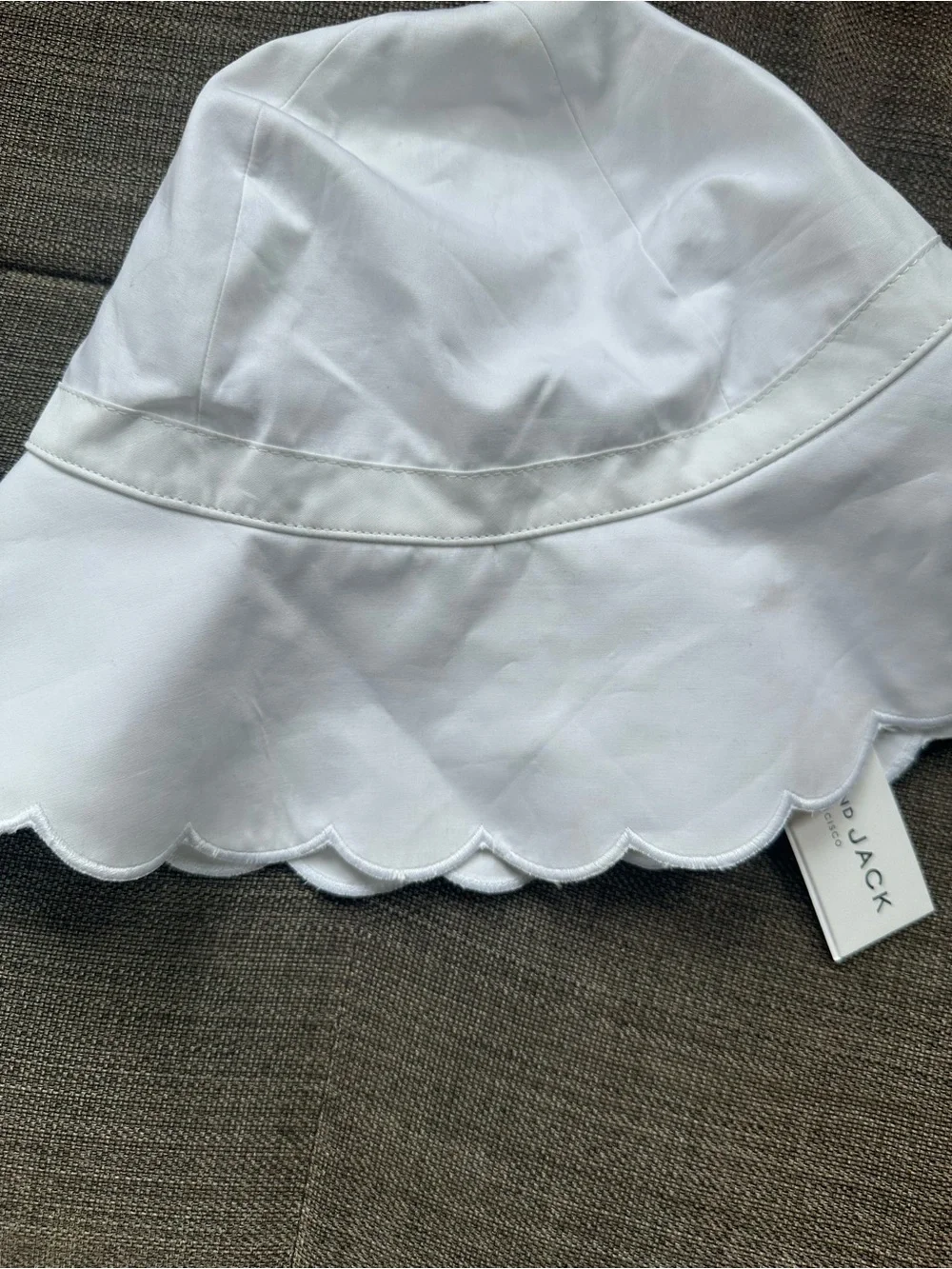 Janie and Jack White Scalloped Brim Bow Sun Hat